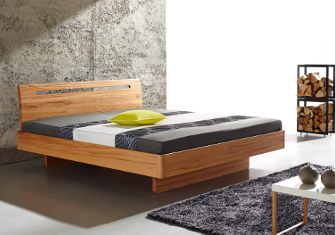 Modernes Massivholzbett aus Holz mit natürlichem Design